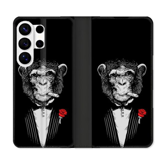 Housse cuir portefeuille Pour Samsung Galaxy S26 Ultra Decale Singe Mafia