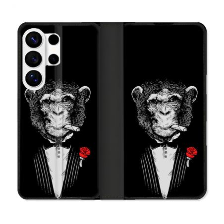 Housse cuir portefeuille Pour Samsung Galaxy S26 Ultra Decale Singe Mafia