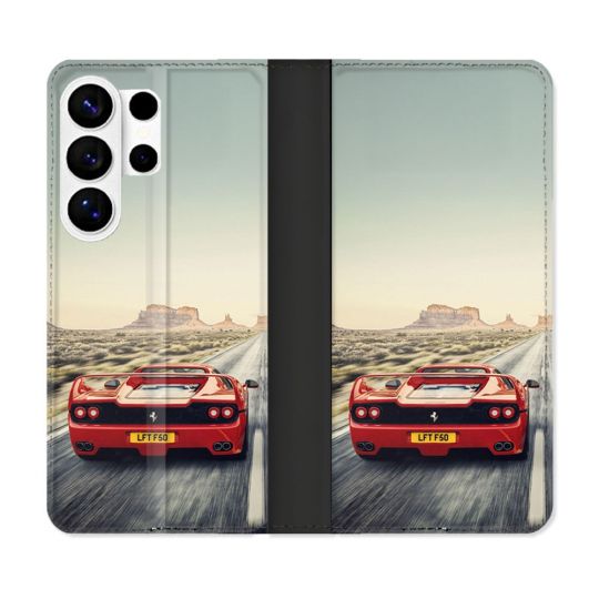 Housse cuir portefeuille Pour Samsung Galaxy S26 Ultra Ferrari F50