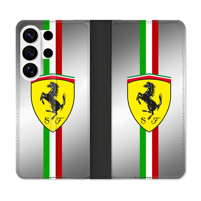 Housse cuir portefeuille Pour Samsung Galaxy S26 Ultra Ferrari Ligne