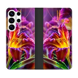 Housse cuir portefeuille Pour Samsung Galaxy S26 Ultra Fleur Lys Color