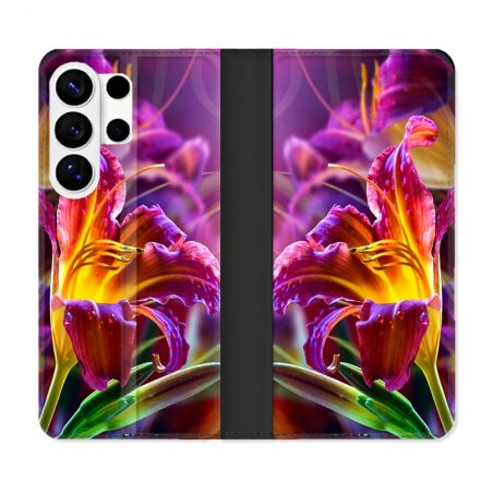 Housse cuir portefeuille Pour Samsung Galaxy S26 Ultra Fleur Lys Color