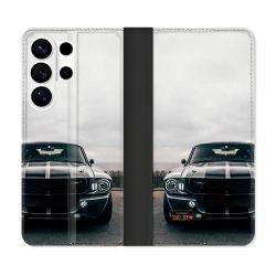 Housse cuir portefeuille Pour Samsung Galaxy S26 Ultra Ford Mustang GT500 Vintage
