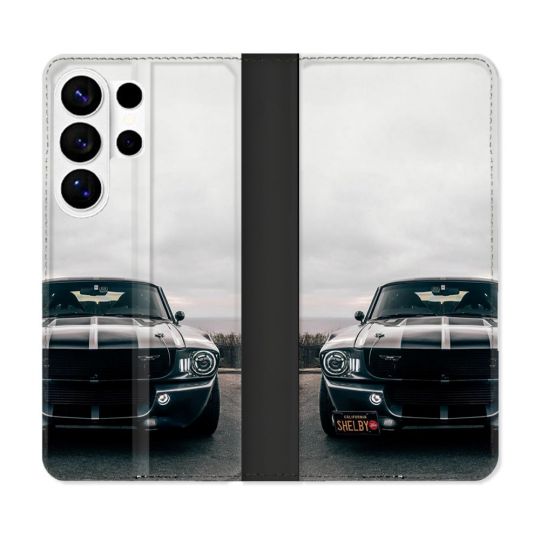Housse cuir portefeuille Pour Samsung Galaxy S26 Ultra Ford Mustang GT500 Vintage