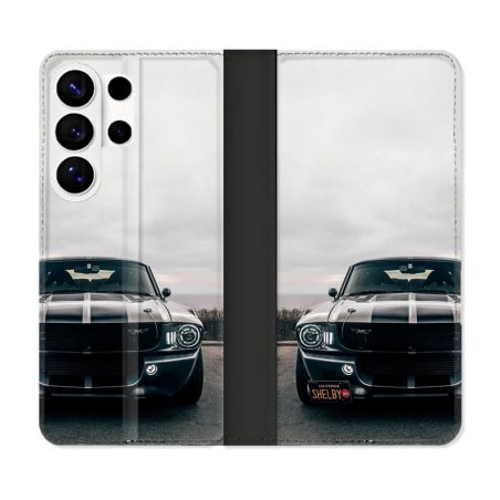 Housse cuir portefeuille Pour Samsung Galaxy S26 Ultra Ford Mustang GT500 Vintage