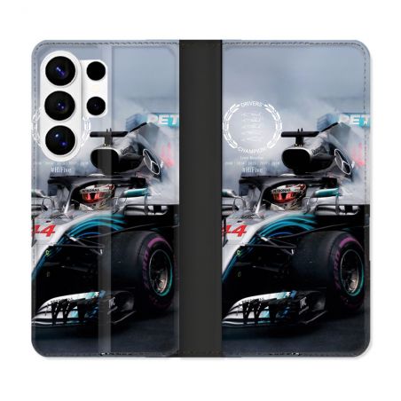Housse cuir portefeuille Pour Samsung Galaxy S26 Ultra Formule 1 F1 Mercedes Petronas