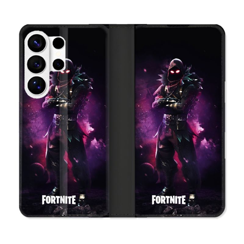 Housse cuir portefeuille Pour Samsung Galaxy S26 Ultra Fortnite Raven