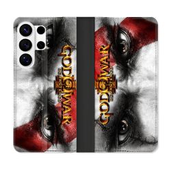 Housse cuir portefeuille Pour Samsung Galaxy S26 Ultra God Of War GOW