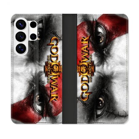 Housse cuir portefeuille Pour Samsung Galaxy S26 Ultra God Of War GOW