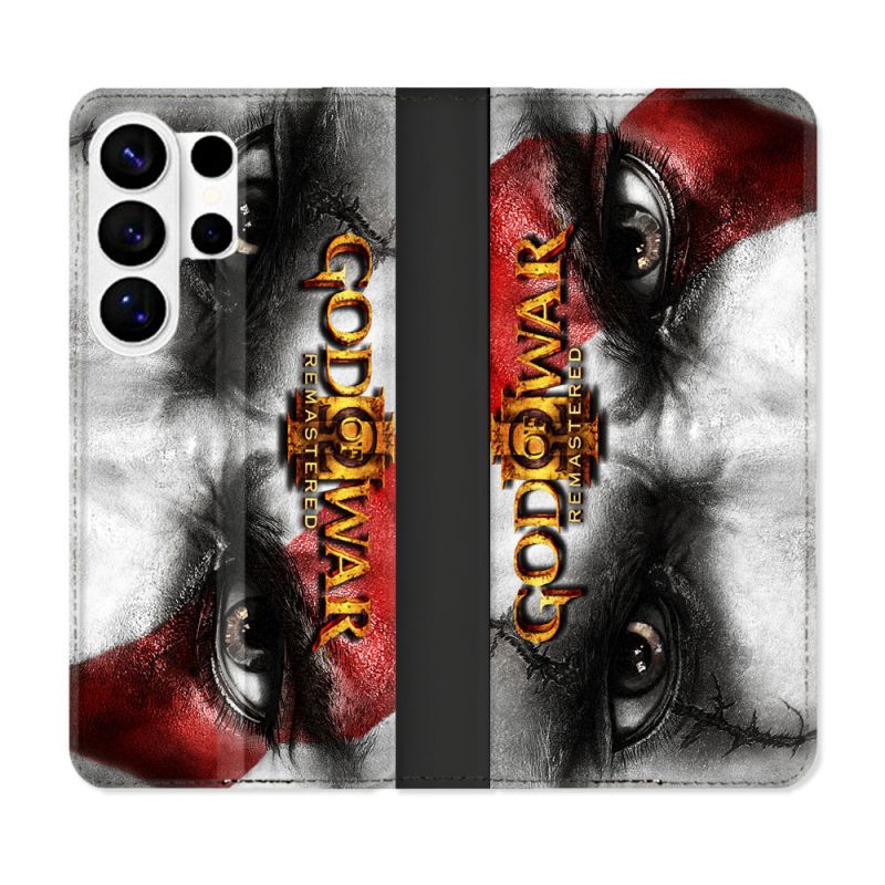 Housse cuir portefeuille Pour Samsung Galaxy S26 Ultra God Of War GOW