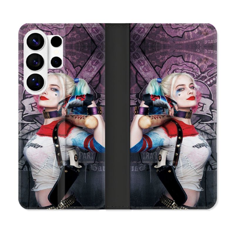 Housse cuir portefeuille Pour Samsung Galaxy S26 Ultra Harley Quinn Batte