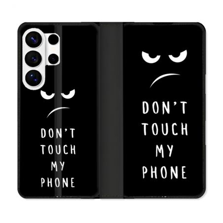 Housse cuir portefeuille Pour Samsung Galaxy S26 Ultra Humour Don't Touch