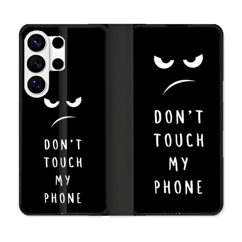 Housse cuir portefeuille Pour Samsung Galaxy S26 Ultra Humour Don't Touch