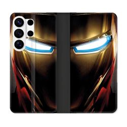 Housse cuir portefeuille Pour Samsung Galaxy S26 Ultra Iron Man Casque