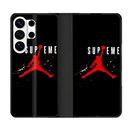 Housse cuir portefeuille Pour Samsung Galaxy S26 Ultra Jordan Supreme Noir