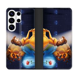 Housse cuir portefeuille Pour Samsung Galaxy S26 Ultra La Belle et La Bête