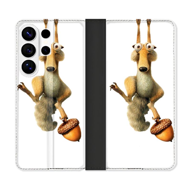 Housse cuir portefeuille Pour Samsung Galaxy S26 Ultra L'âge de Glace Scratch Suspendu