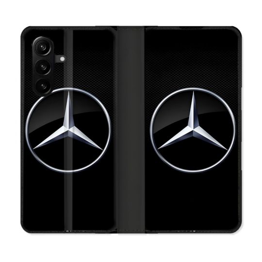 Housse Cuir Portefeuille Pour Samsung Galaxy A57 5G Mercedes Carbone