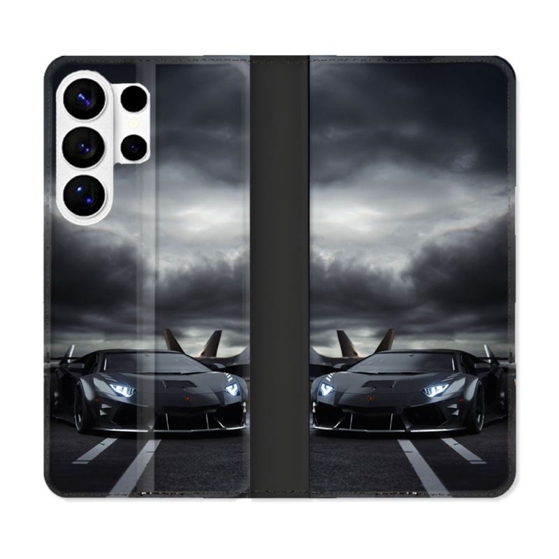 Housse cuir portefeuille Pour Samsung Galaxy S26 Ultra Lamborghini Avion