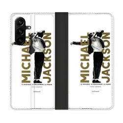 Housse Cuir Portefeuille Pour Samsung Galaxy A57 5G Michael Jackson Blanc