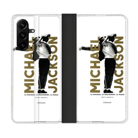 Housse Cuir Portefeuille Pour Samsung Galaxy A57 5G Michael Jackson Blanc