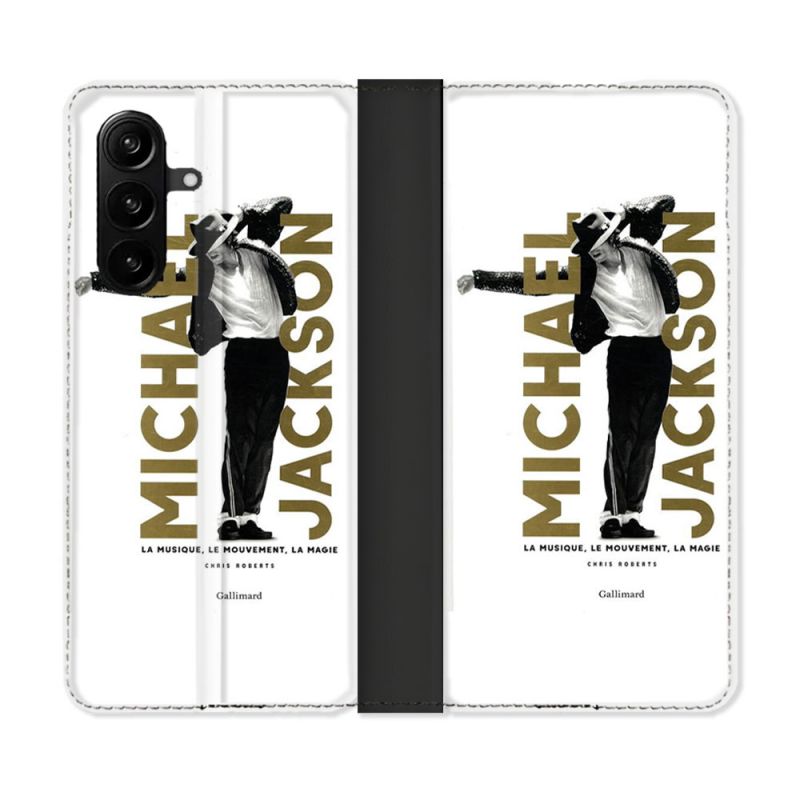 Housse Cuir Portefeuille Pour Samsung Galaxy A57 5G Michael Jackson Blanc