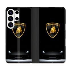 Housse cuir portefeuille Pour Samsung Galaxy S26 Ultra Lamborghini Noir