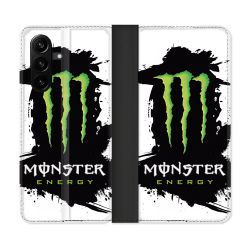 Housse Cuir Portefeuille Pour Samsung Galaxy A57 5G Monster Energy Tache