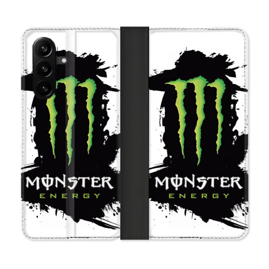 Housse Cuir Portefeuille Pour Samsung Galaxy A57 5G Monster Energy Tache