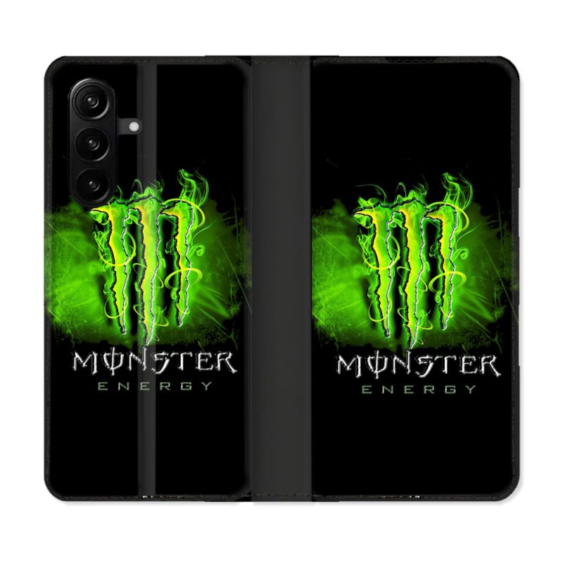Housse Cuir Portefeuille Pour Samsung Galaxy A57 5G Monster Energy Vert