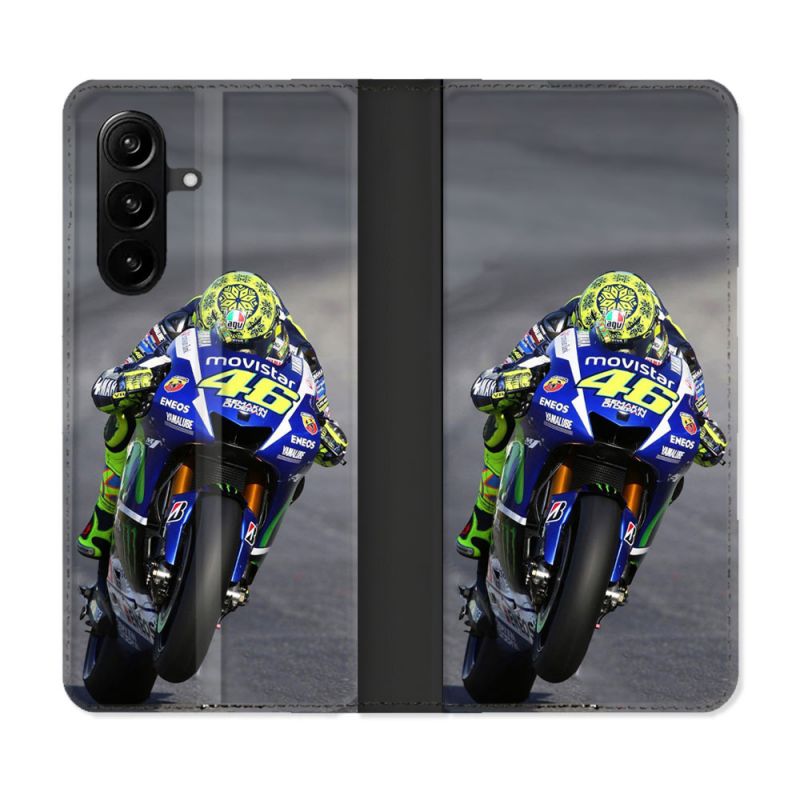 Housse Cuir Portefeuille Pour Samsung Galaxy A57 5G Moto Course GP Wheeling 46