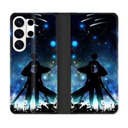 Housse cuir portefeuille Pour Samsung Galaxy S26 Ultra Manga Attaque Titans Levi