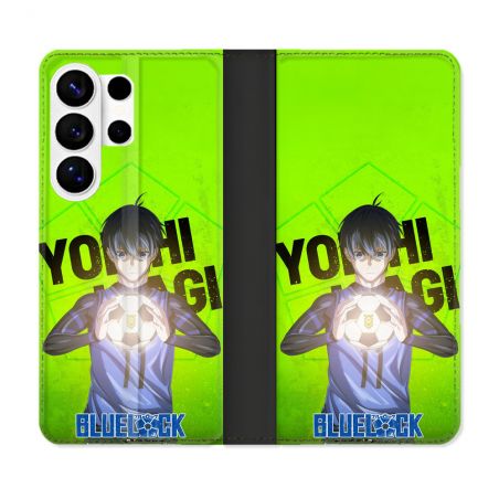 Housse cuir portefeuille Pour Samsung Galaxy S26 Ultra Manga Blue Lock Yoichi Isagi