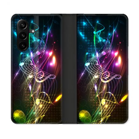 Housse Cuir Portefeuille Pour Samsung Galaxy A57 5G Musique Partition Multicolore