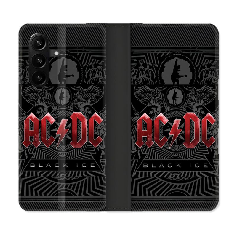 Housse Cuir Portefeuille Pour Samsung Galaxy A57 5G Musique Rock ACDC Rouge