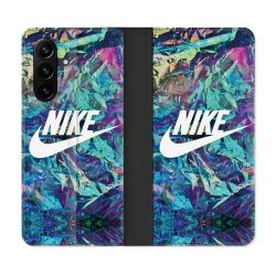Housse Cuir Portefeuille Pour Samsung Galaxy A57 5G Nike Turquoise