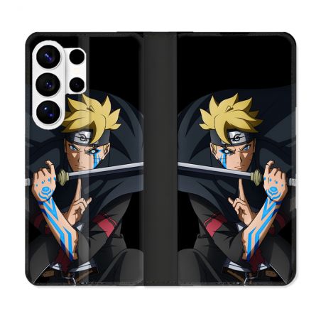 Housse cuir portefeuille Pour Samsung Galaxy S26 Ultra Manga Boruto Tatouage