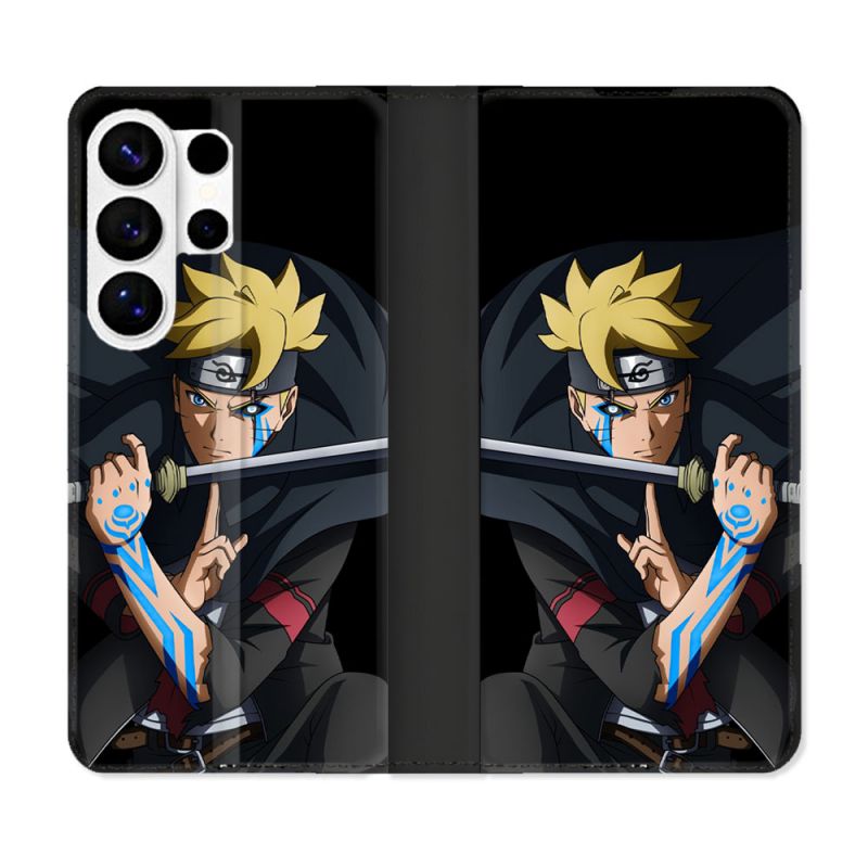 Housse cuir portefeuille Pour Samsung Galaxy S26 Ultra Manga Boruto Tatouage