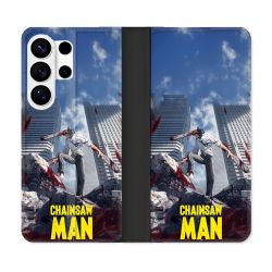 Housse cuir portefeuille Pour Samsung Galaxy S26 Ultra Manga Chainsaw Man Denji