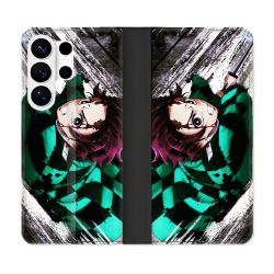 Housse cuir portefeuille Pour Samsung Galaxy S26 Ultra Manga Demon Slayer Tanjiro