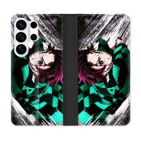 Housse cuir portefeuille Pour Samsung Galaxy S26 Ultra Manga Demon Slayer Tanjiro