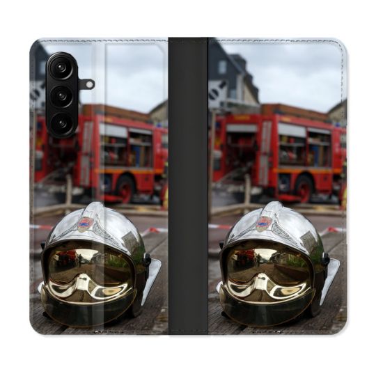 Housse Cuir Portefeuille Pour Samsung Galaxy A57 5G Pompier Casque Camion