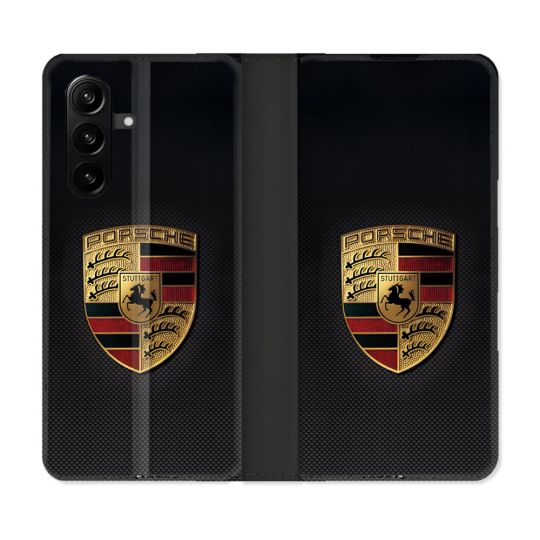 Housse Cuir Portefeuille Pour Samsung Galaxy A57 5G Porsche Carbone