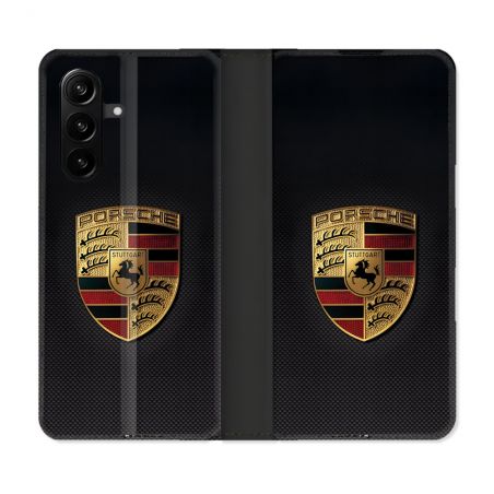 Housse Cuir Portefeuille Pour Samsung Galaxy A57 5G Porsche Carbone