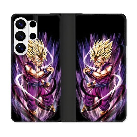 Housse cuir portefeuille Pour Samsung Galaxy S26 Ultra Manga Dragon Ball Sangohan Violet