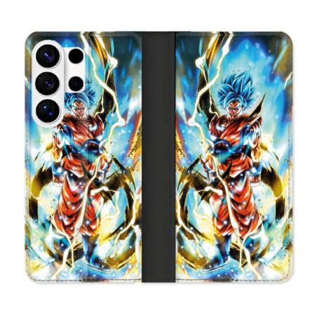 Housse cuir portefeuille Pour Samsung Galaxy S26 Ultra Manga Dragon Ball Sangoku Blanc