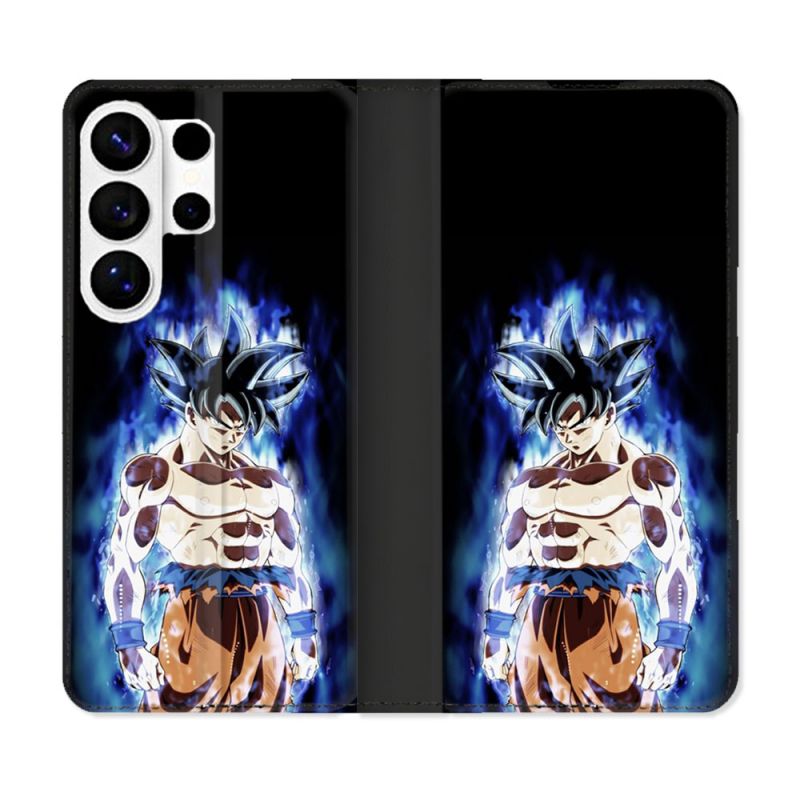 Housse cuir portefeuille Pour Samsung Galaxy S26 Ultra Manga Dragon Ball Sangoku Noir