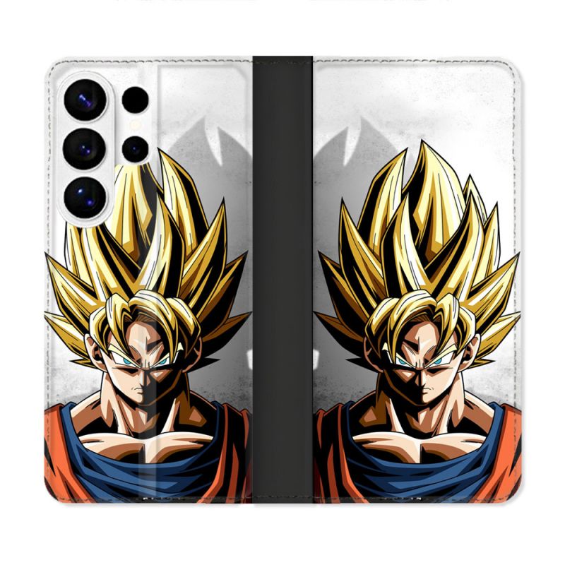 Housse cuir portefeuille Pour Samsung Galaxy S26 Ultra Manga Dragon Ball Sangoku Portrait