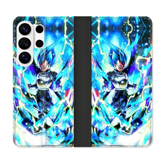 Housse cuir portefeuille Pour Samsung Galaxy S26 Ultra Manga Dragon Ball Vegeta Bleu