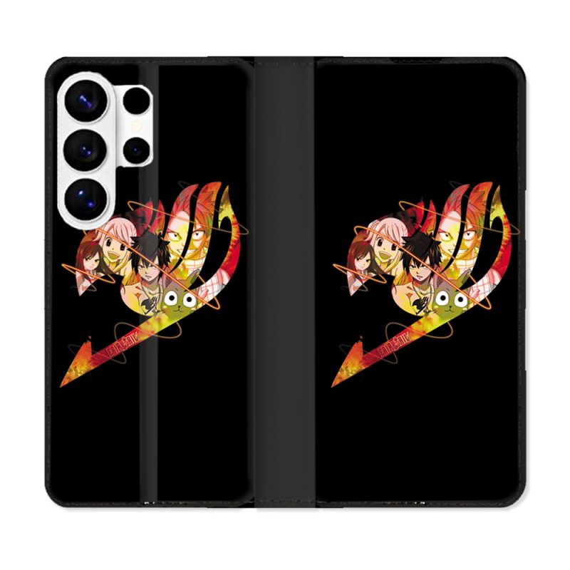 Housse cuir portefeuille Pour Samsung Galaxy S26 Ultra Manga Fairy Tail Logo Noir